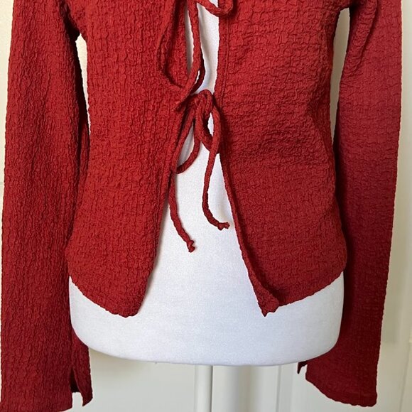 See You Monday Tie Front Long Sleeve Shirt Top Size Small - Picture 4 of 11